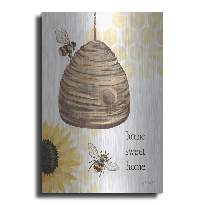 «Sunny Bees 4» par August Grove®, art mural en métal 16 po x 24 po August Grove®