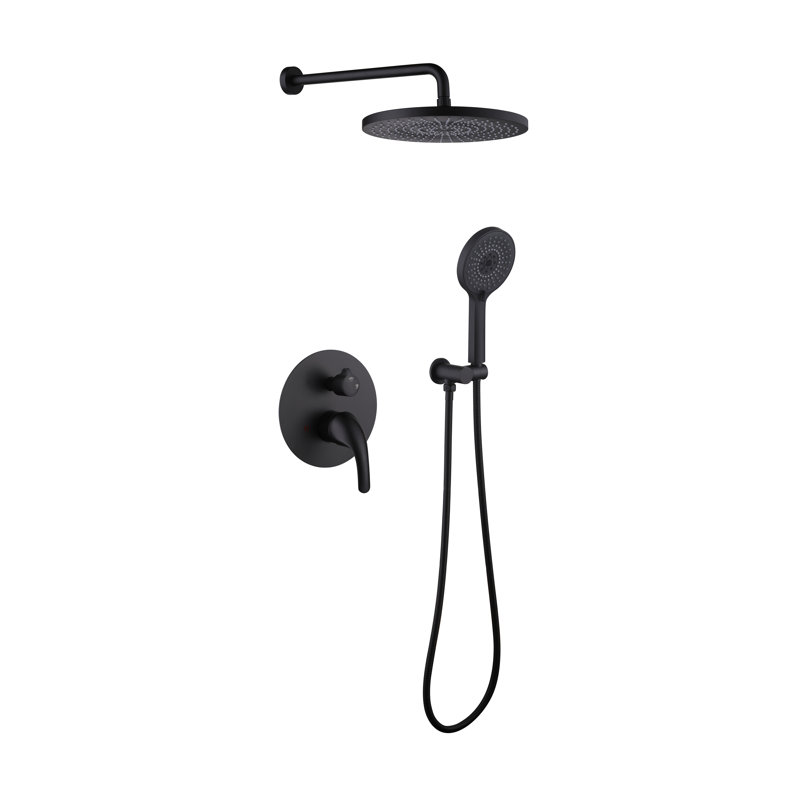 12 Inch Rainfall Shower System with Brass Valve - 2 Function (Top/Hand) & 3 Modes Handheld Shower (High Pressure)