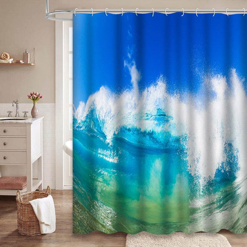 Rideau de douche Blue Ocean Wave Surfer Beach Adventure Coast avec 12 crochets, L 72 po x l 72 po