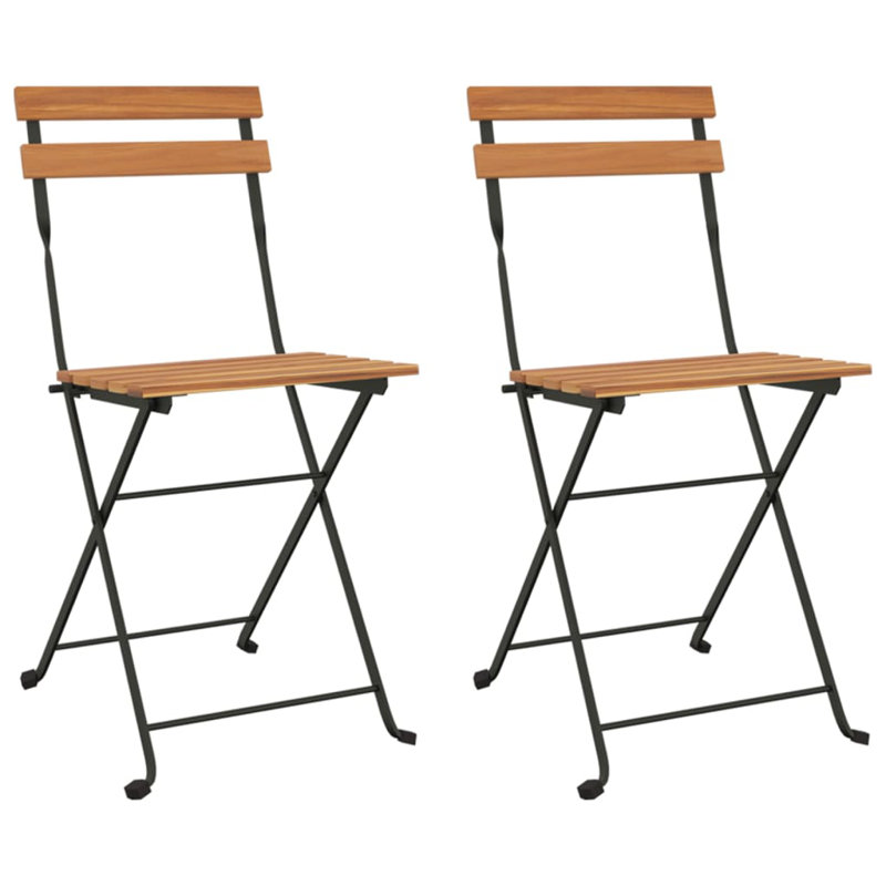 Chaises de bistro pliantes en teck massif et acier
