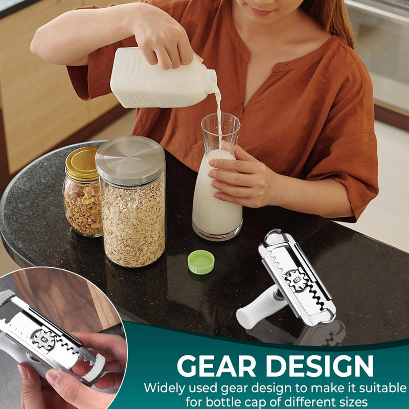 Effortless White and Stainless Steel Adjustable Jar Opener