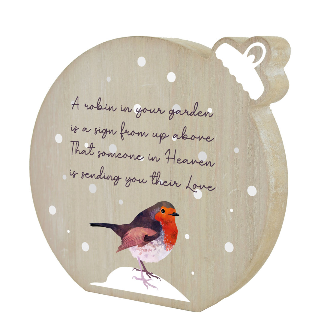 Cristopher A Robin In Your Garden Festive Robin Christmas Wooden Bauble Letter Block