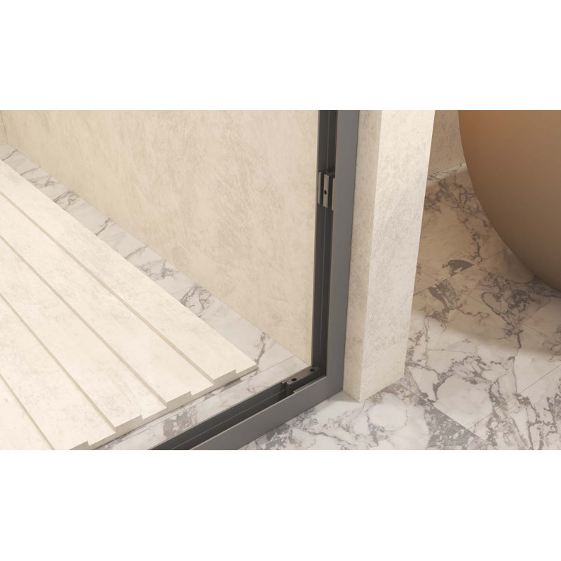 Tempered Glass With Explosion Proof Film,Aluminum Frame Double Sliding Shower Door,Stainless Steel Handle, Gun Ash 