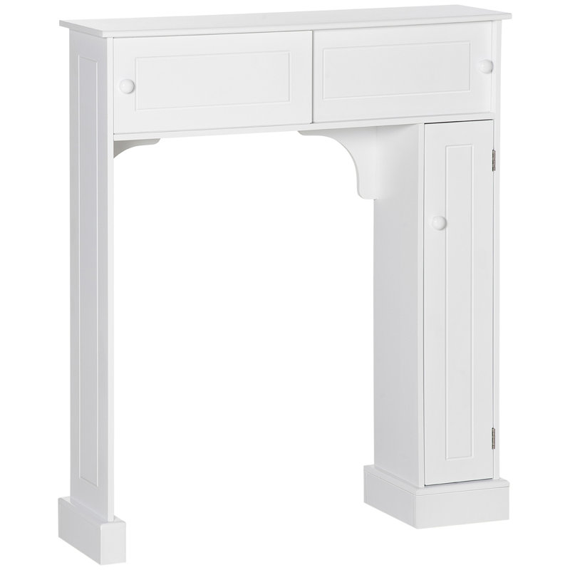 Au-dessus de la toilette, armoire de rangement autoportante avec tablettes réglables, support de toilette, économiseur d'espace, blanc