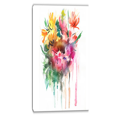 Floral Illustration Painting Print on Wrapped Canvas