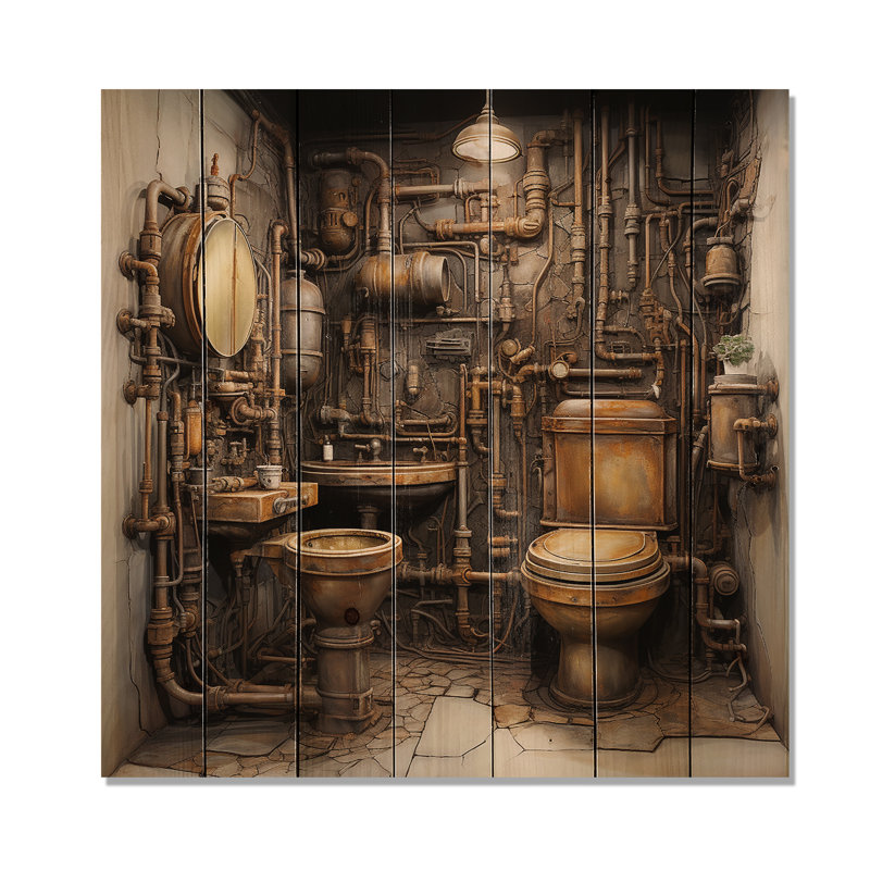 Toilette industrielle mixte Jabryson II, impression sur bois, H 35 po x l 35 po x P 0,78 po