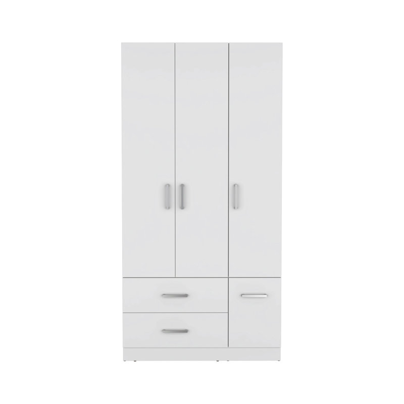 Armoire blanche à 4 tiroirs et 2 portes, H 71,1 po x l 35,4 po x P 18,7 po, Blanc
