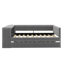 Lit plateforme tapissier pleine grandeur en velours avec tablettes de rangement, bureau intégré, station de charge USB et lit gigogne simple-118034318