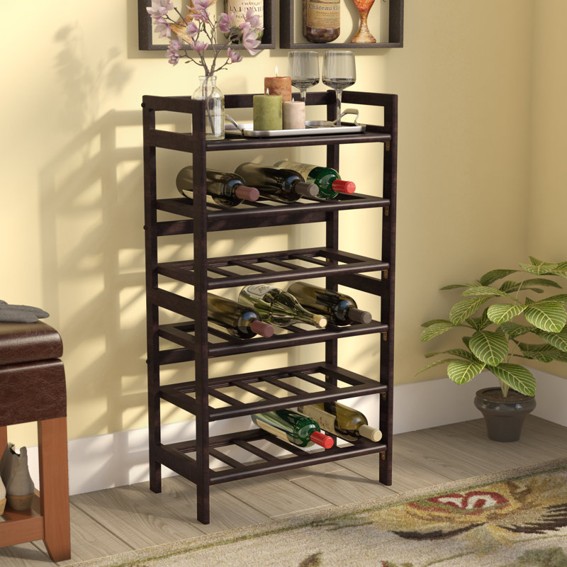 Trudie Floor Wine Bottle Rack in Antique Walnut