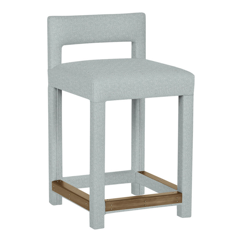 Utica By Thom Filicia Upholstered Counter Stool with Solid Wood Frame, Hampton, Brume Ian