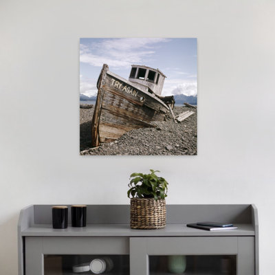 1980S Try Again Boat Wreck Homer Alaska Usa Classic Retro Vintage Architecture Beach Wall Art