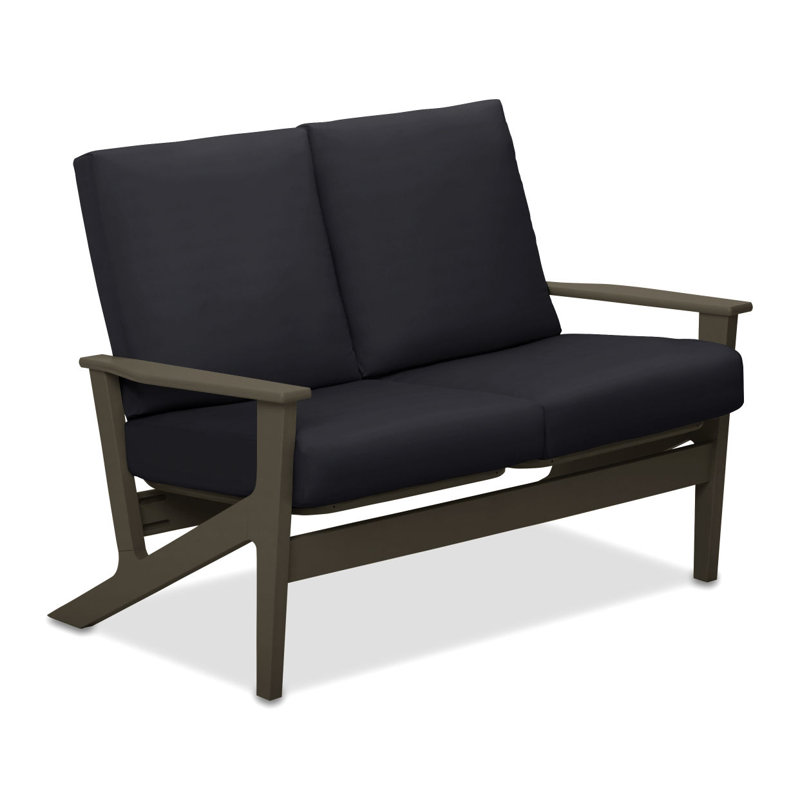 Chrisa 51.5'' Wide Loveseat with Cushions, Beachwood, Black