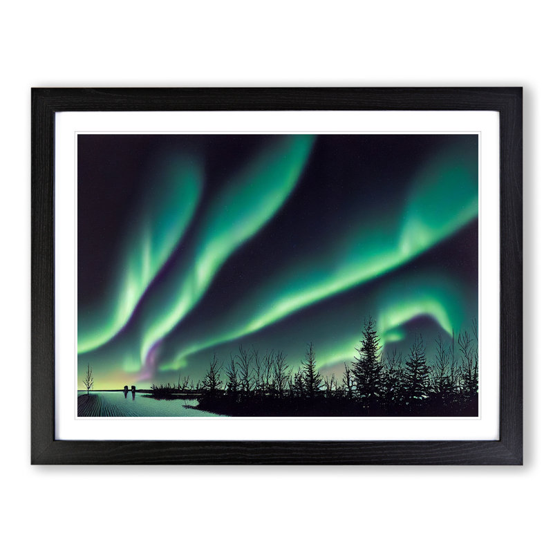 Exhilarating The Northern Lights - Single Picture Frame Print, Black Framed, 46cm H x 64cm W x 2cm D