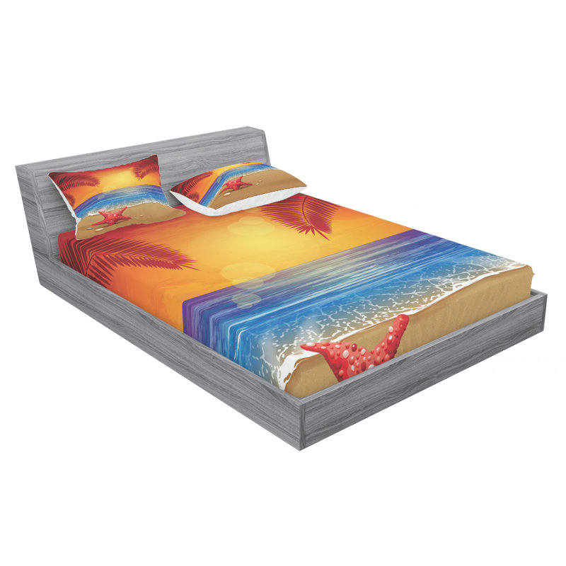 Tropical Microfiber Sheet Set, Full Sheet Set with Fitted Sheet