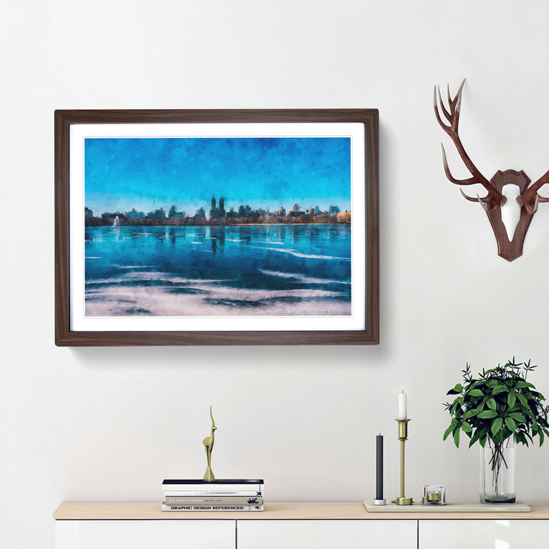 View of New York - Picture Frame Graphic Art Print, Walnut Framed, 24cm H x 33cm W x 2cm D