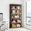 Bibliothèque à 6 niveaux de style moderne, en métal et bois, motif en X, amplement d'espace pour les dossiers, fabrication en bois spacieuse de 31,28 pouces de profondeur, chaque tablette peut supporter 50 livres, hauteur de 70,33 pouces