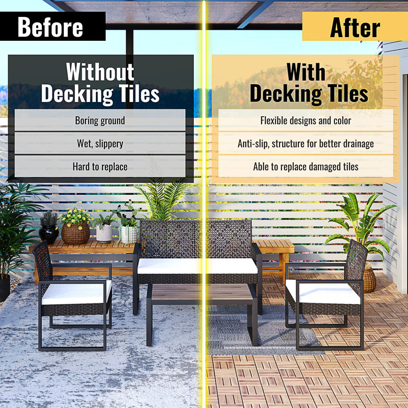 20 PCS Interlocking Deck Tiles Checker Pattern, 20