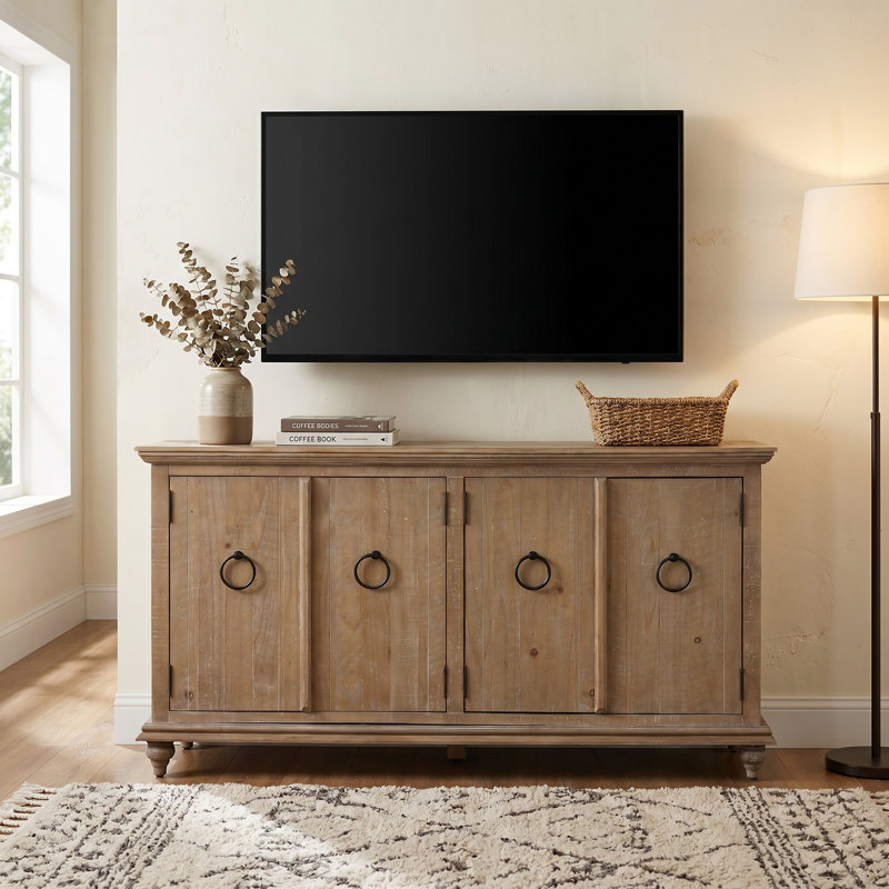 Meuble télé en bois massif pour téléviseur de 70 po ou moins Rushville, Bois flotté