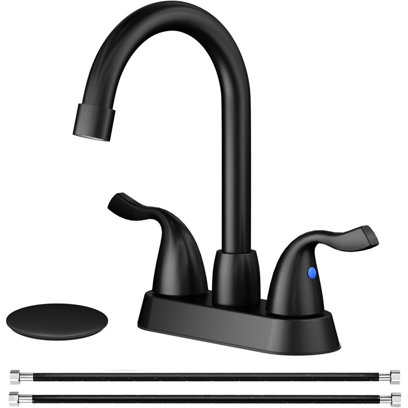 4" Centerset 2-handle Bathroom Faucet with Drain Assembly, Brushed Gold