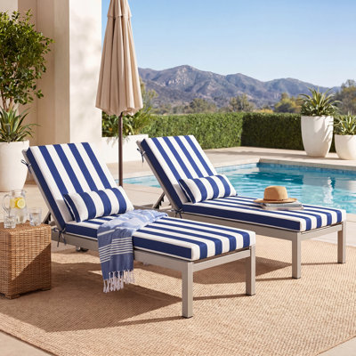 69.7" Outdoor Chaise Lounge Seat Cushion with Headrest