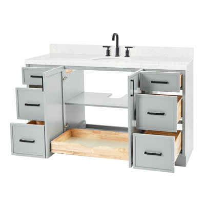 ARIEL Kelly 60 Single Sink Bathroom Vanity with Carrara Quartz Top