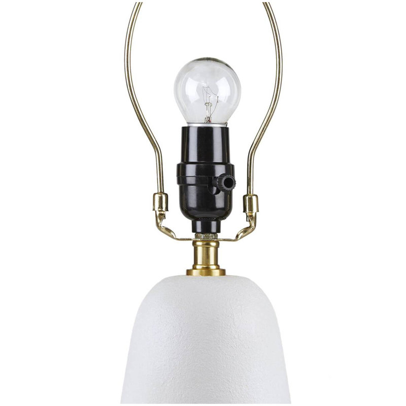 Textured Ceramic Table Lamp with Fluted Fabric Shade White See below