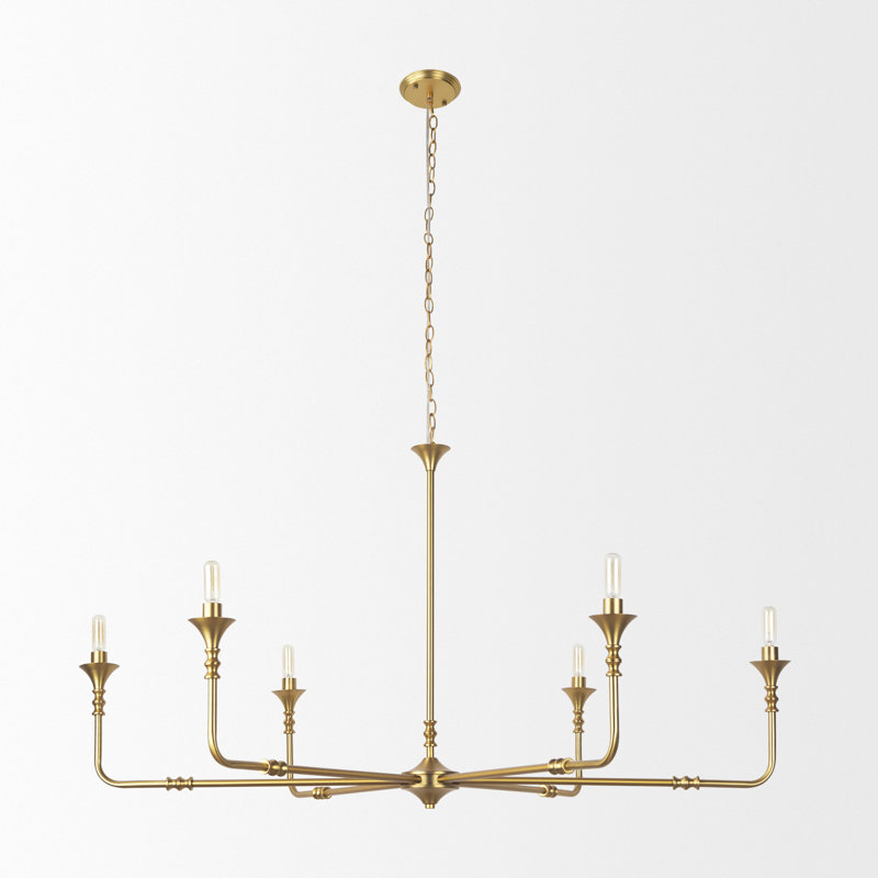 Lustre classique / traditionnel à 6 lumières Neske, H 59,05 po x l 47,25 po x P 47,25 po, Or