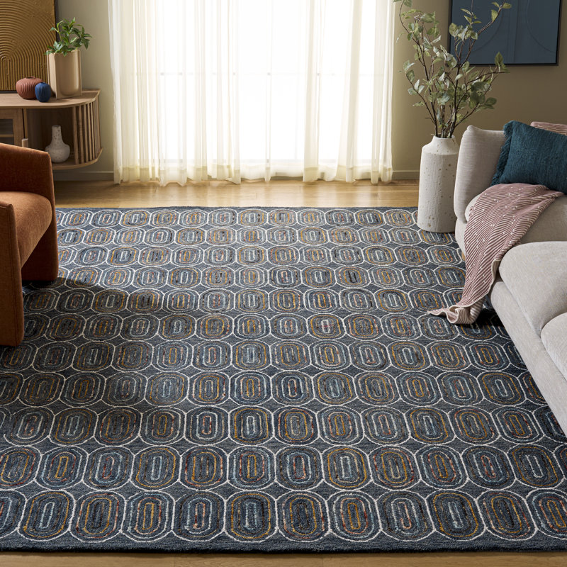 Dietlinde Hand Tufted Wool And Cotton With Latex Geometric Rug, Rectangle 8' x 10'