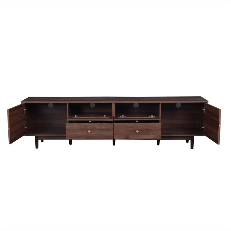 Meuble télé 76 po avec tiroirs pour le salon / la chambre à coucher, centre de divertissement moderne et chic pour téléviseur de 85 po ou moins, centre de divertissement avec rangement