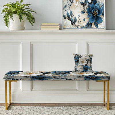 Oriental Elegance Marble Pattern III - Marble Upholstered Gold Bench