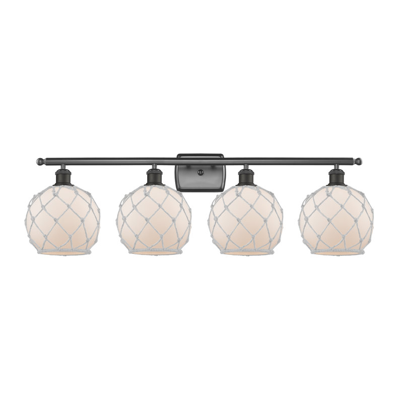 Larochelle 4 - Light Dimmable Vanity Light, 6 Watt Vinage LED Bulb, White/Off White, Oil Rubbed Bronze