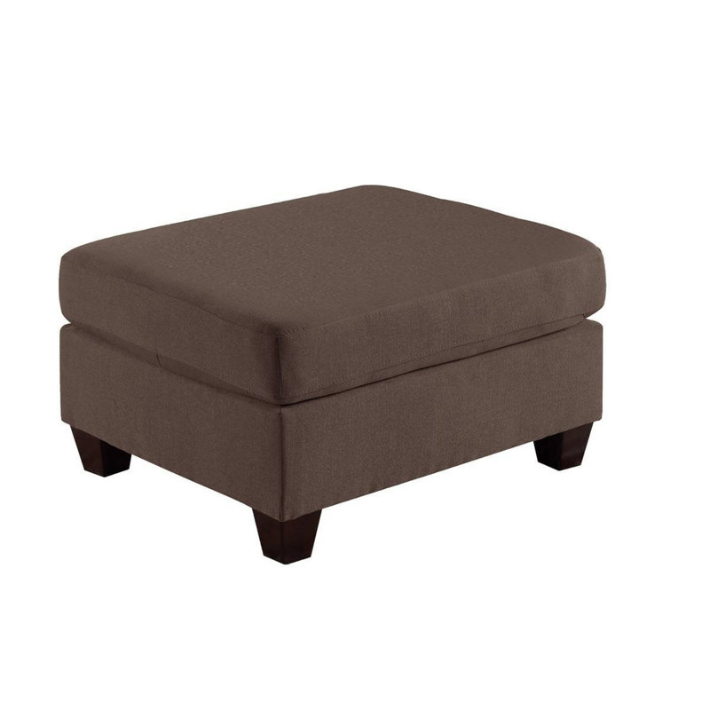 Avaeah Living Room Furniture Cocktail Ottoman Linen Like Fabric 1pc Plush Ottoman Wooden Legs, Coffee Brown Linen