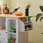 Chariot pour îlot de cuisine avec comptoir rabattable, 2 tiroirs, unité de porte, serviette et épice, blanc, surface de travail de 48,32 po de long et facile à déplacer, espace de rangement, blanc, comptoir en bois d'hévéa,