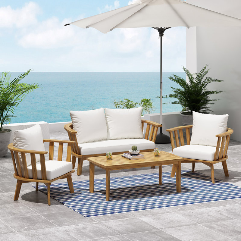Ensemble de conversation à assise multiple avec coussins 4 pièces