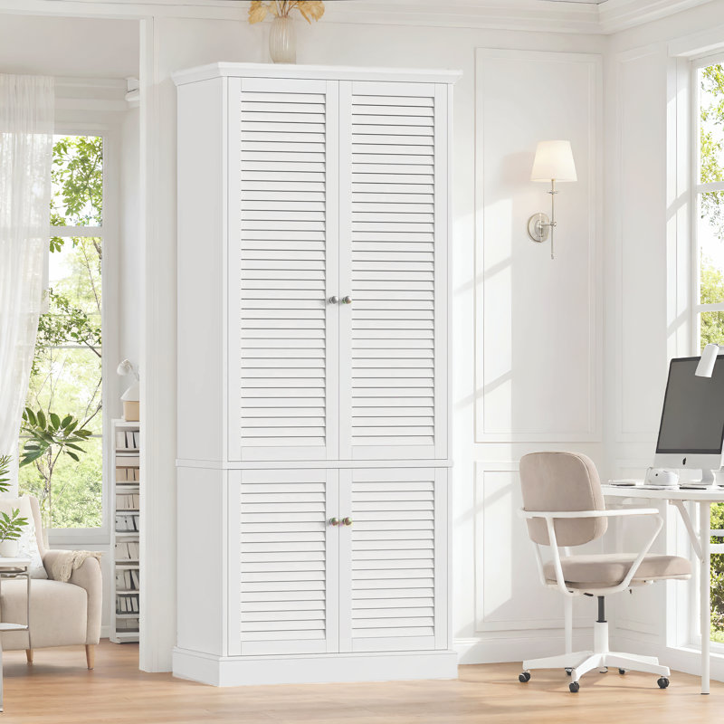 Utter Bibliothèque à 4 portes avec rangement | Armoire polyvalente avec support à vin amovible
