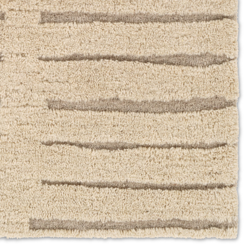 Handtufted Washable Wool Blend Tribal Tan Area Rug, Rectangle 8'6" x 11'6"