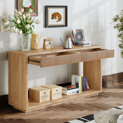Console Elowen de 60 po avec 2 tiroirs et table de canapé en bois