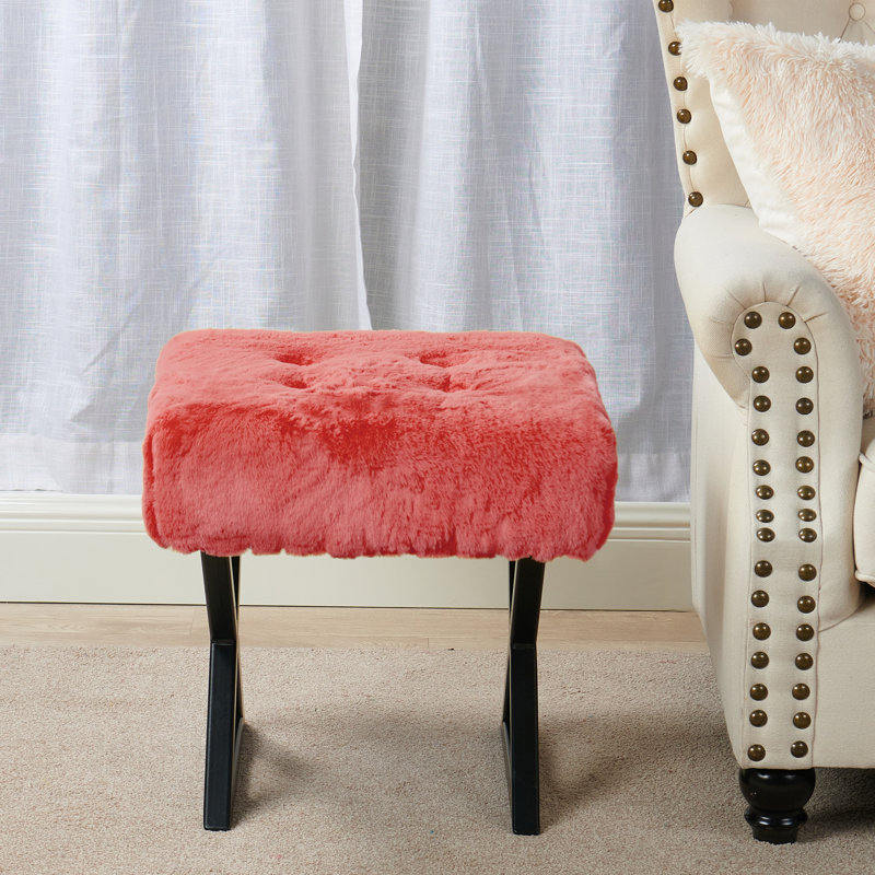 Repose-pieds standard large 19 po Kabria, Fausse fourrure épice corail