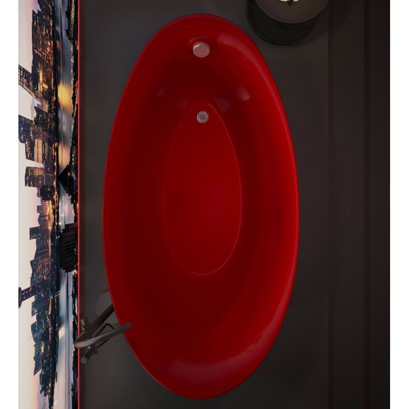 63'' x 31.5'' Soaking Acrylic Bathtub, Red