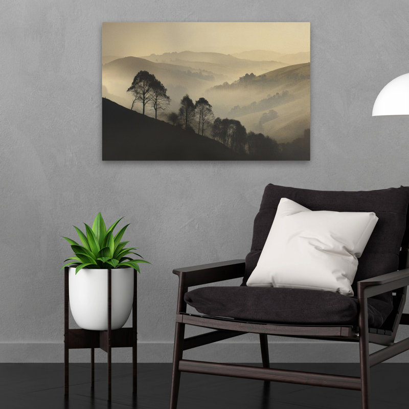 «Misty Horizons I Landscape Nature Tree», reproduction d'art photographique contemporaine, H 24 po x l 16 po