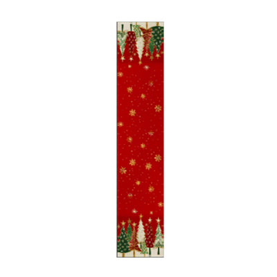 Christmas Tree Snowflakes Holiday Decoration Table Runner Seasonals Winter Red And Green Kitchen Table Decoration Suitable For Restaurant Party Decoration