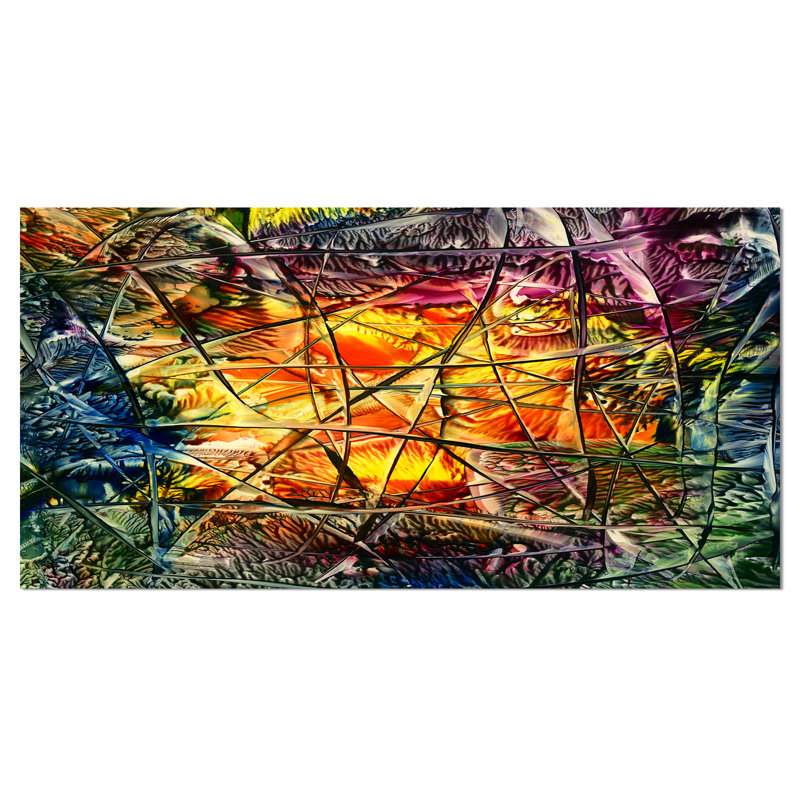 Orange abstrait, impression sur toile tendue, H 20 po x l 40 po x P 1po