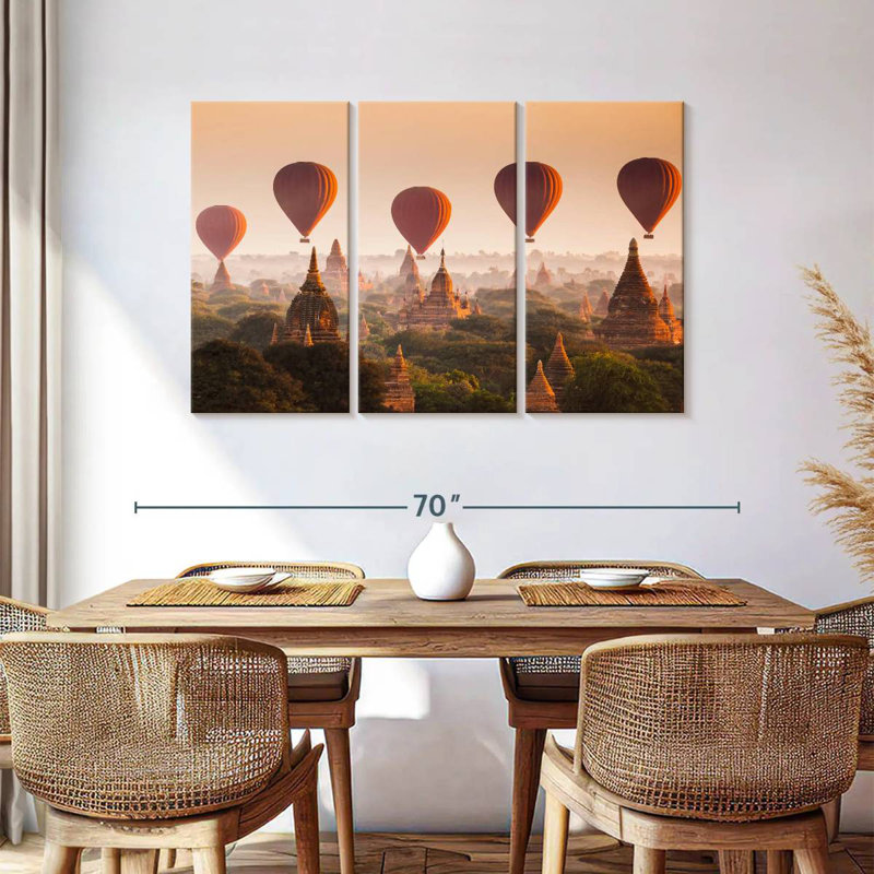 Mehar Balloons Over Bagan Temples, 36" H x 57" W