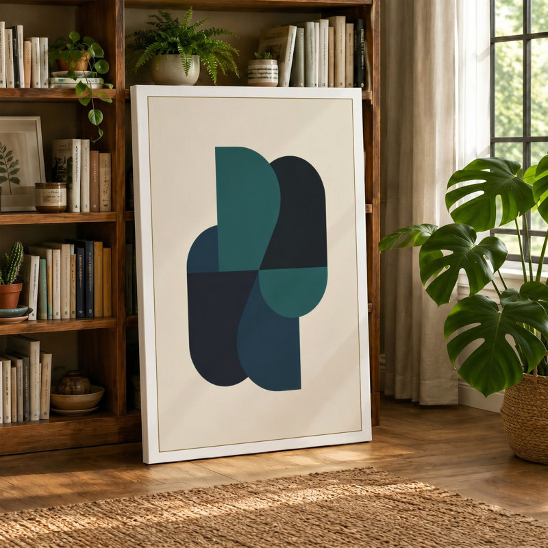 Geometric Harmony Minimalist - Wrapped Canvas, 24x16 - 61.0 x 40.6 cm, Sage Border