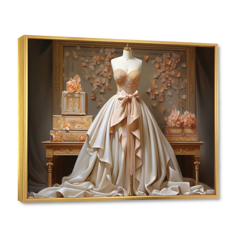 " Lv Classic Couture I ", 30" H x 40" W x 1.5" D, Gold Floater Framed