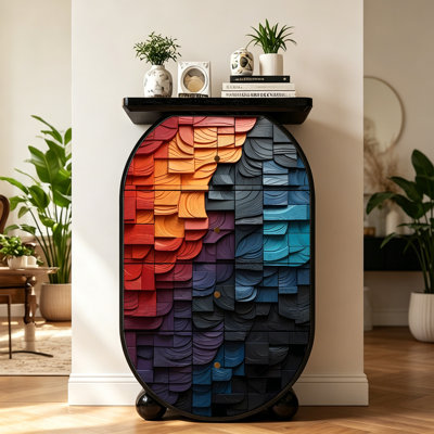 Commode d'appoint moderne en bois massif laqué noir