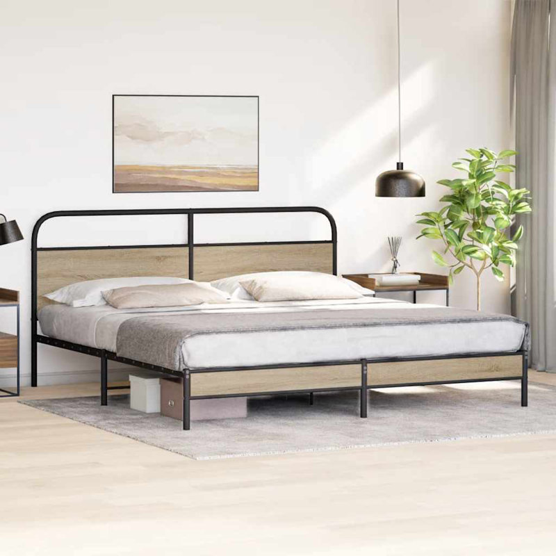 Amyra Bed, 183 x 213cm, Smoked Oak