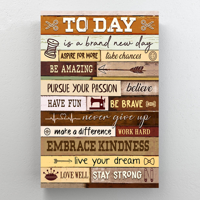 «Inspire Quote For New Day - Today Is A Brand New Day Aspire For More», reproduction d'art graphique sur toile tendue 1 pièce
