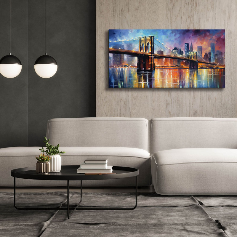 «Brooklyn Bridge» par Cameron Gray, art mural sur toile, H 30 po x l 60 po x P 1,5 po