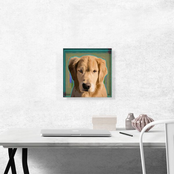 ARTCANVAS Golden Retriever Dog Breed Teal On Canvas Print | Wayfair